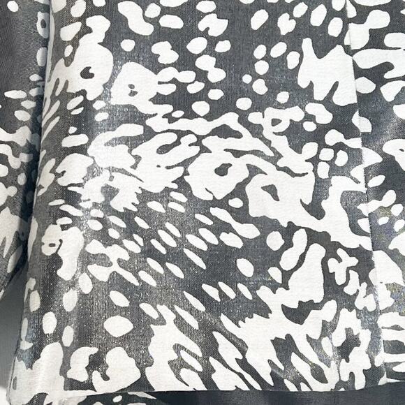 Victor Costa Silver Metallic Sheen Print Ruffled Suit Jacket - Picture 7 of 13